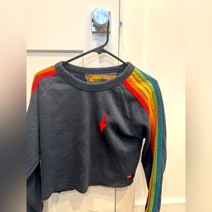 Aviator Nation Charcoal cropped strip sweatshirt